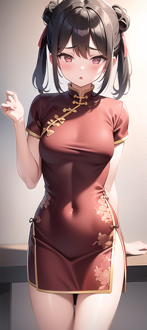 原創二次元AI寫真 旗袍 高衩 羞羞臉