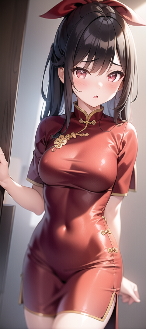 原創二次元AI寫真 旗袍 高衩 羞羞臉