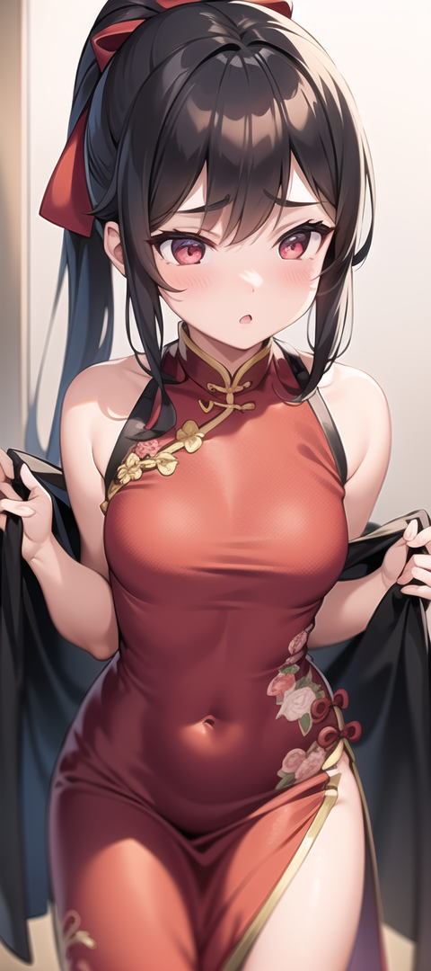 原創二次元AI寫真 旗袍 高衩 羞羞臉