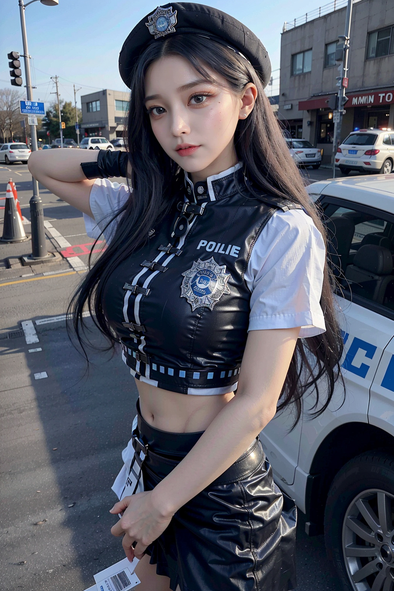 AI生成美女~police girl cos.....!