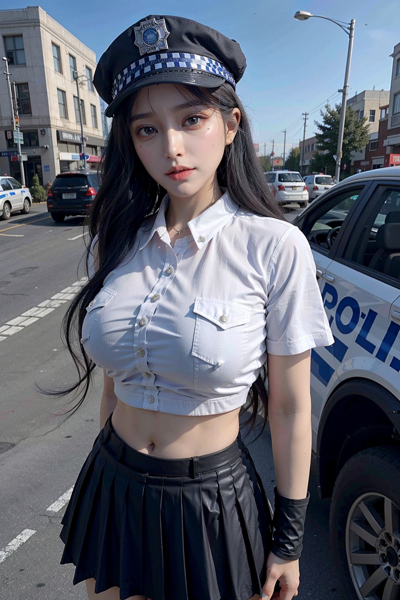 AI生成美女~police girl cos.....!