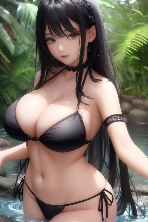 AI生成美女~野溪溫泉巨乳萌妹子