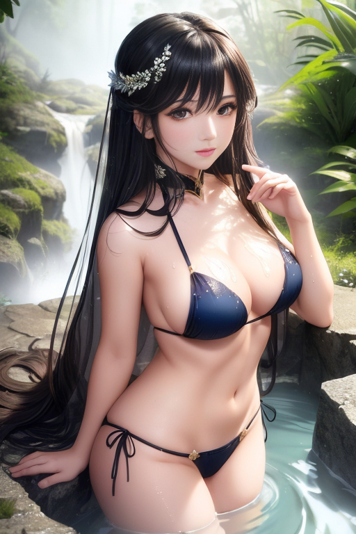 AI生成美女~野溪溫泉巨乳萌妹子