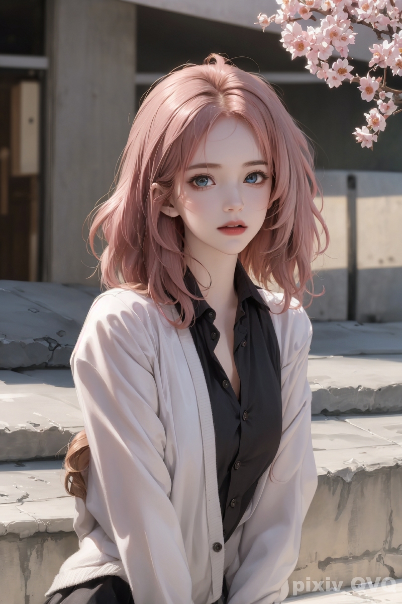 AI生成美女~粉髮少女