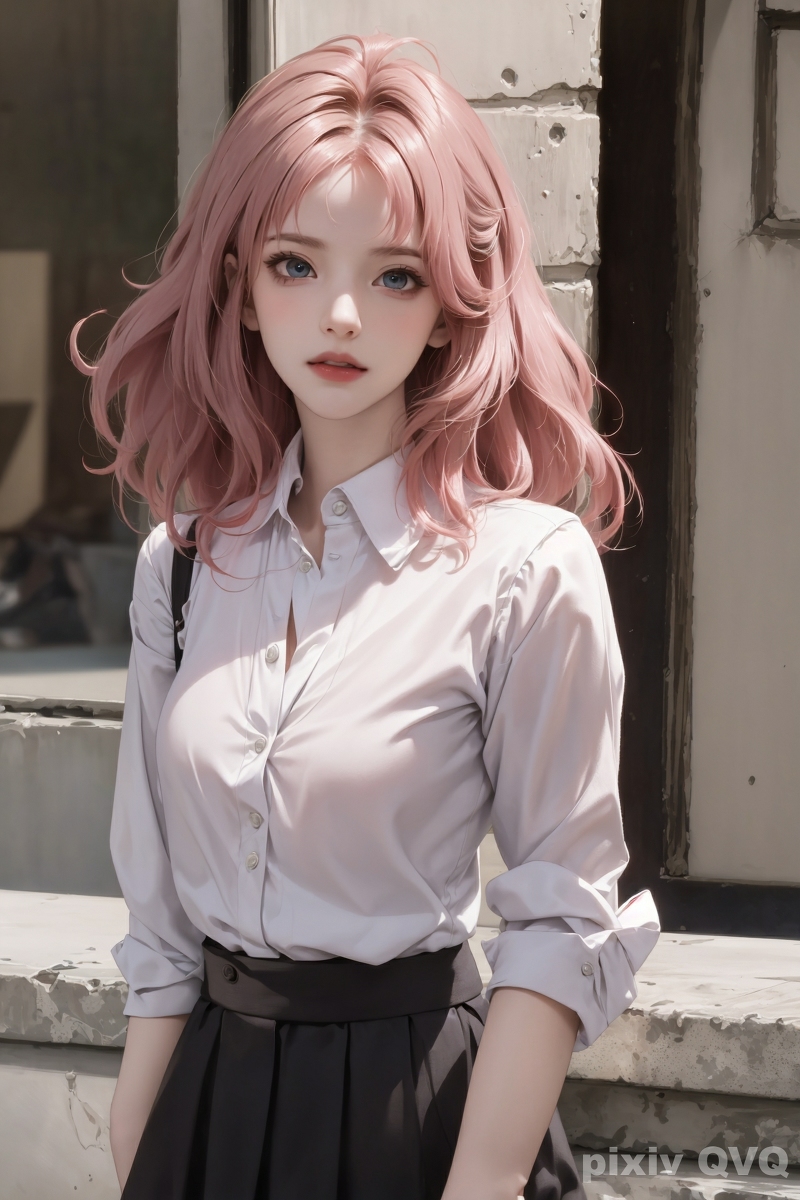 AI生成美女~粉髮少女