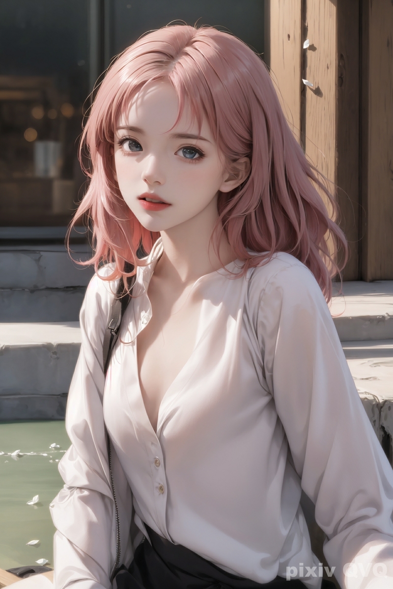 AI生成美女~粉髮少女