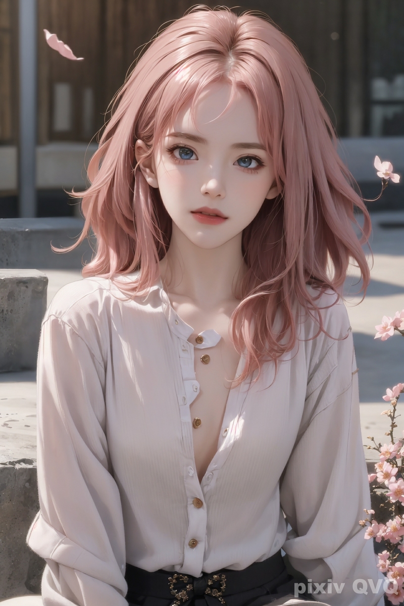 AI生成美女~粉髮少女