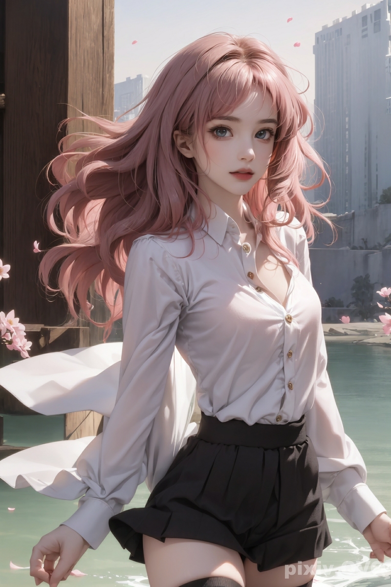 AI生成美女~粉髮少女