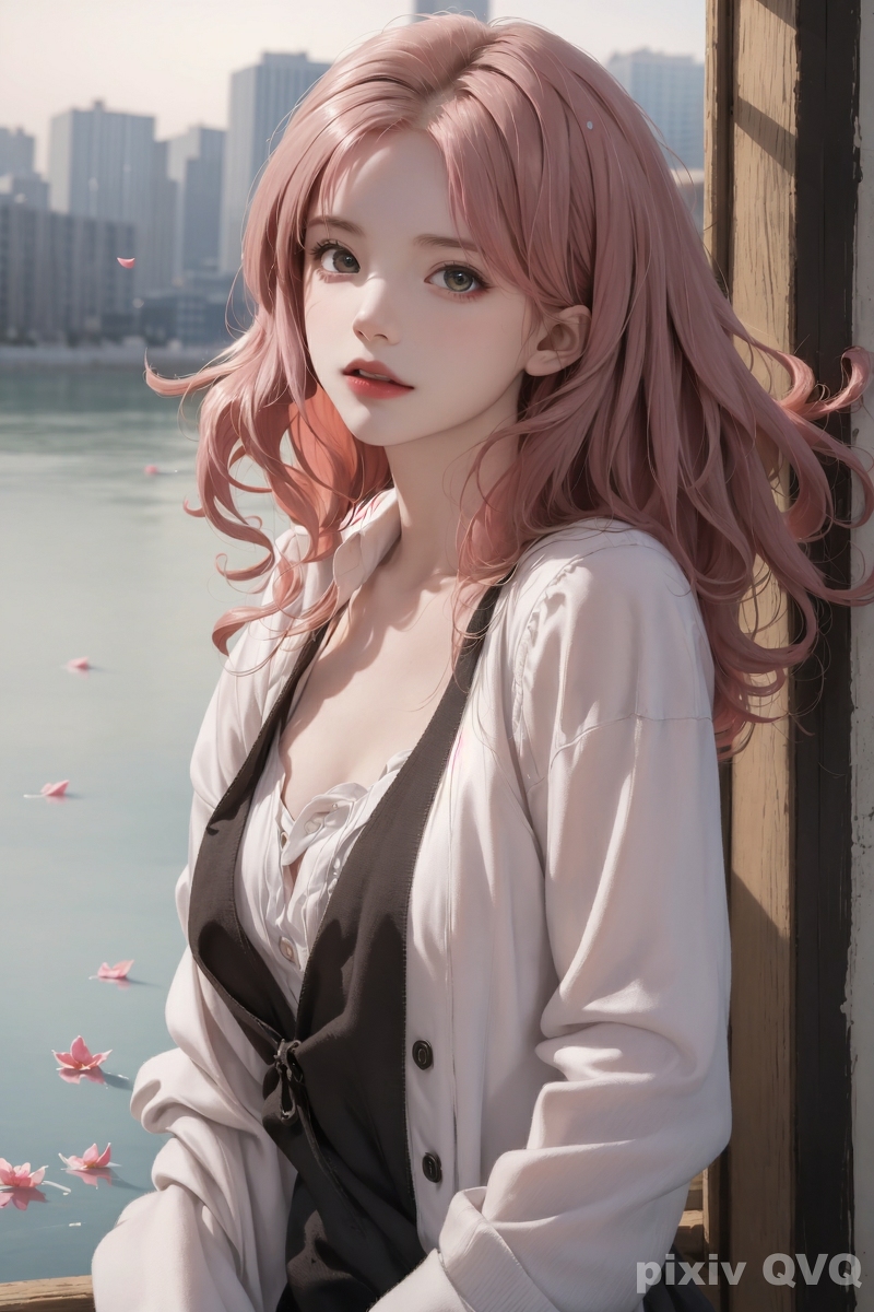 AI生成美女~粉髮少女