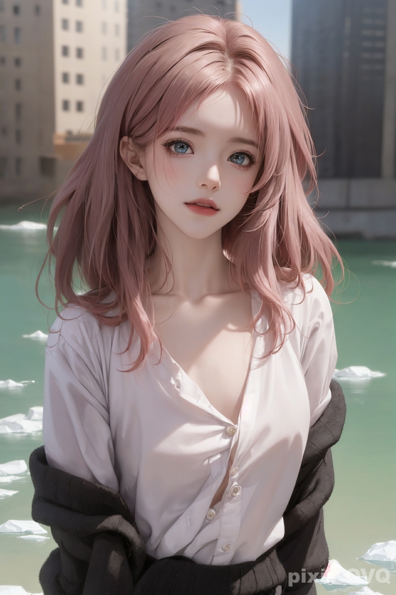 AI生成美女~粉髮少女
