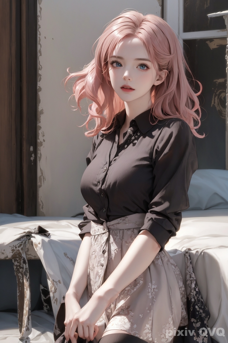 AI生成美女~粉髮少女