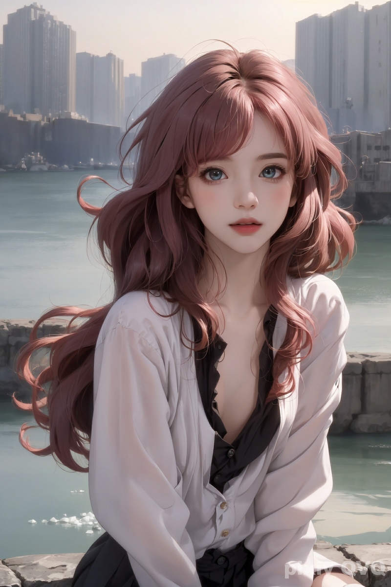 AI生成美女~粉髮少女