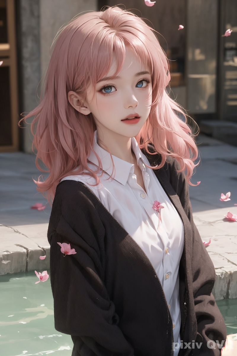 AI生成美女~粉髮少女