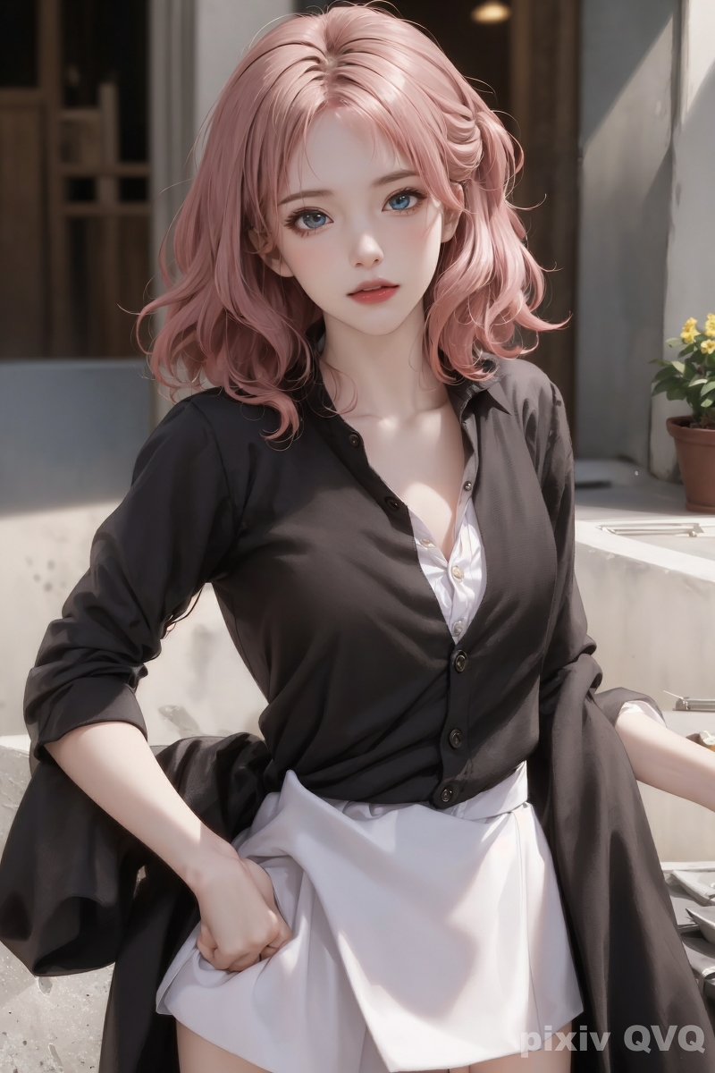 AI生成美女~粉髮少女