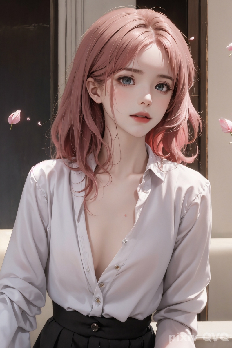 AI生成美女~粉髮少女