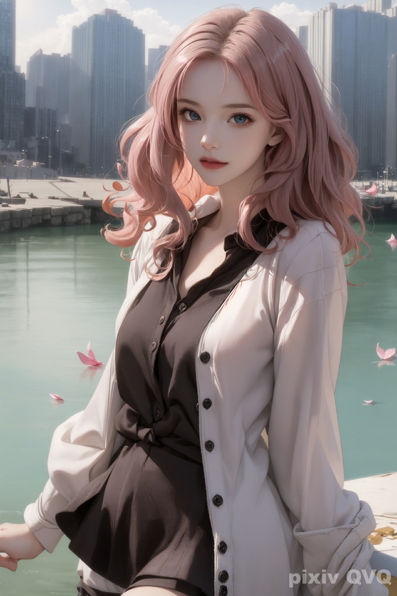 AI生成美女~粉髮少女