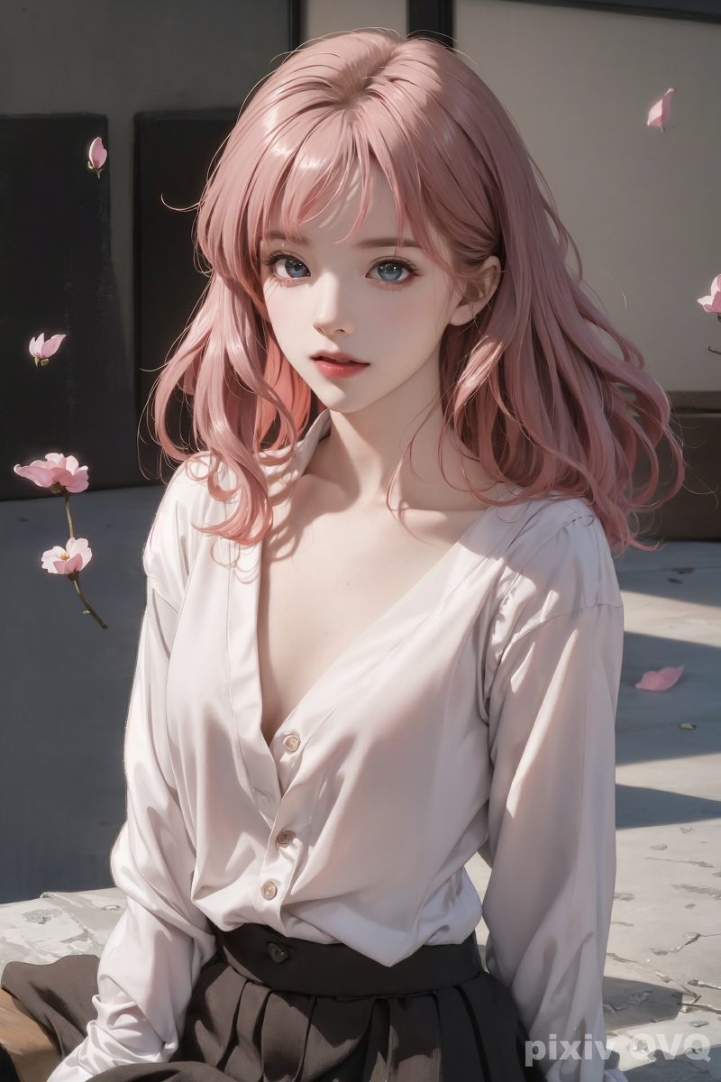 AI生成美女~粉髮少女