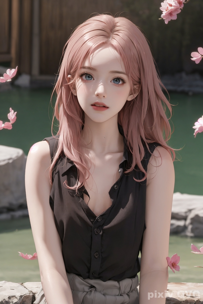 AI生成美女~粉髮少女