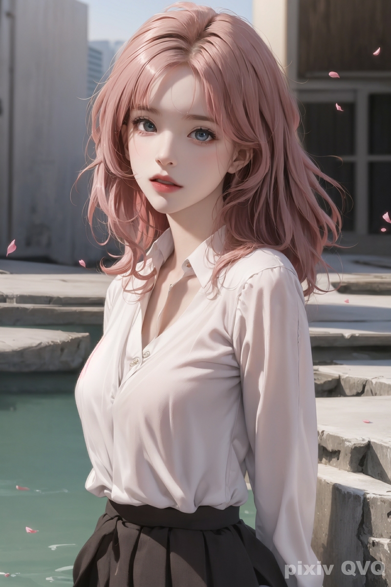 AI生成美女~粉髮少女