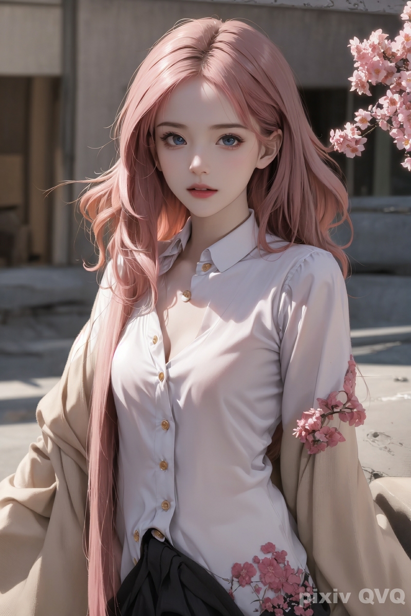 AI生成美女~粉髮少女
