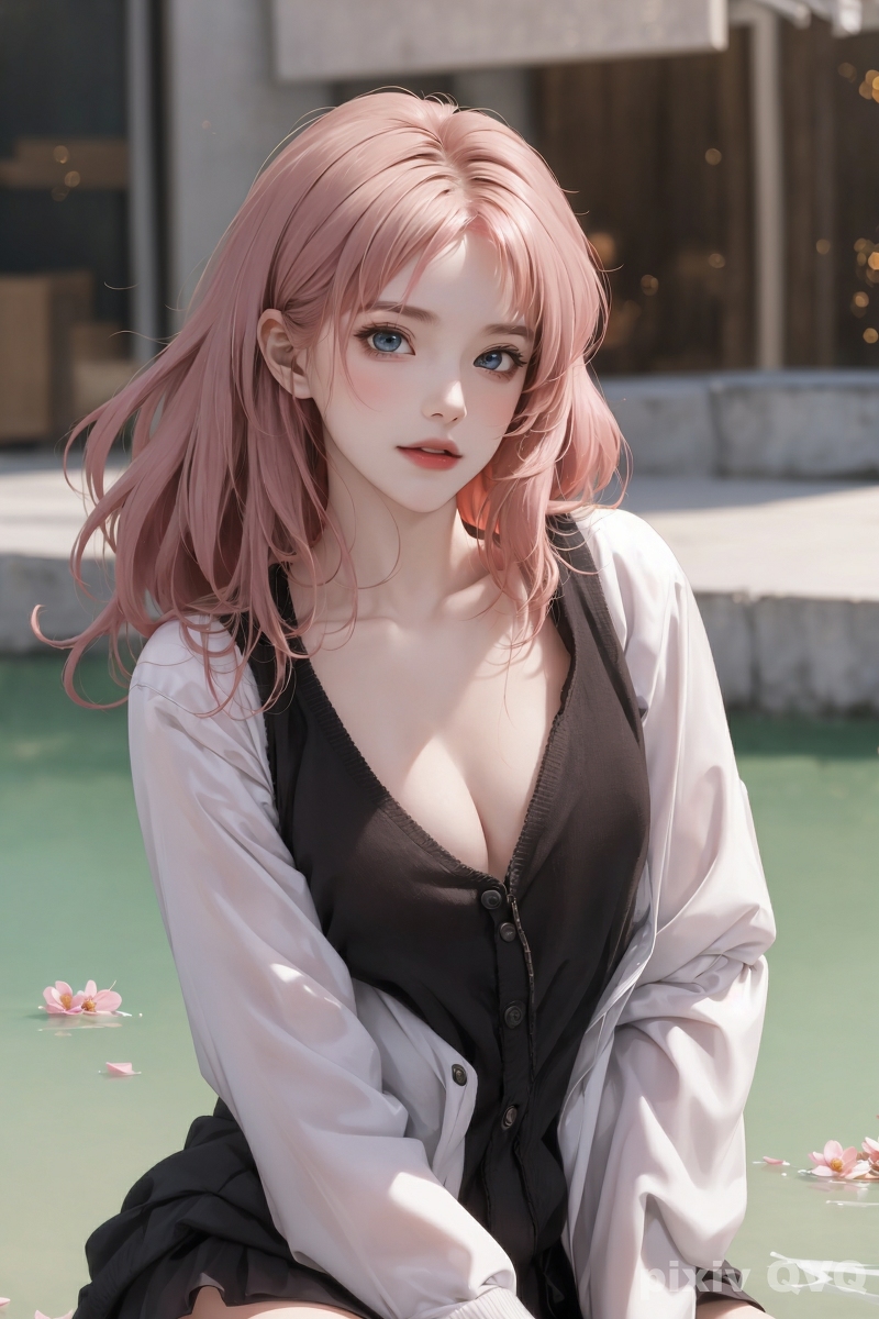 AI生成美女~粉髮少女