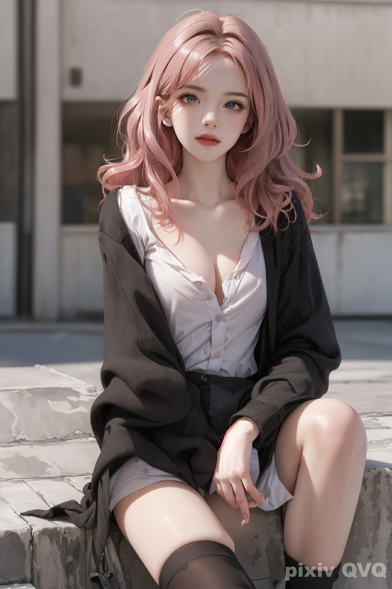 AI生成美女~粉髮少女