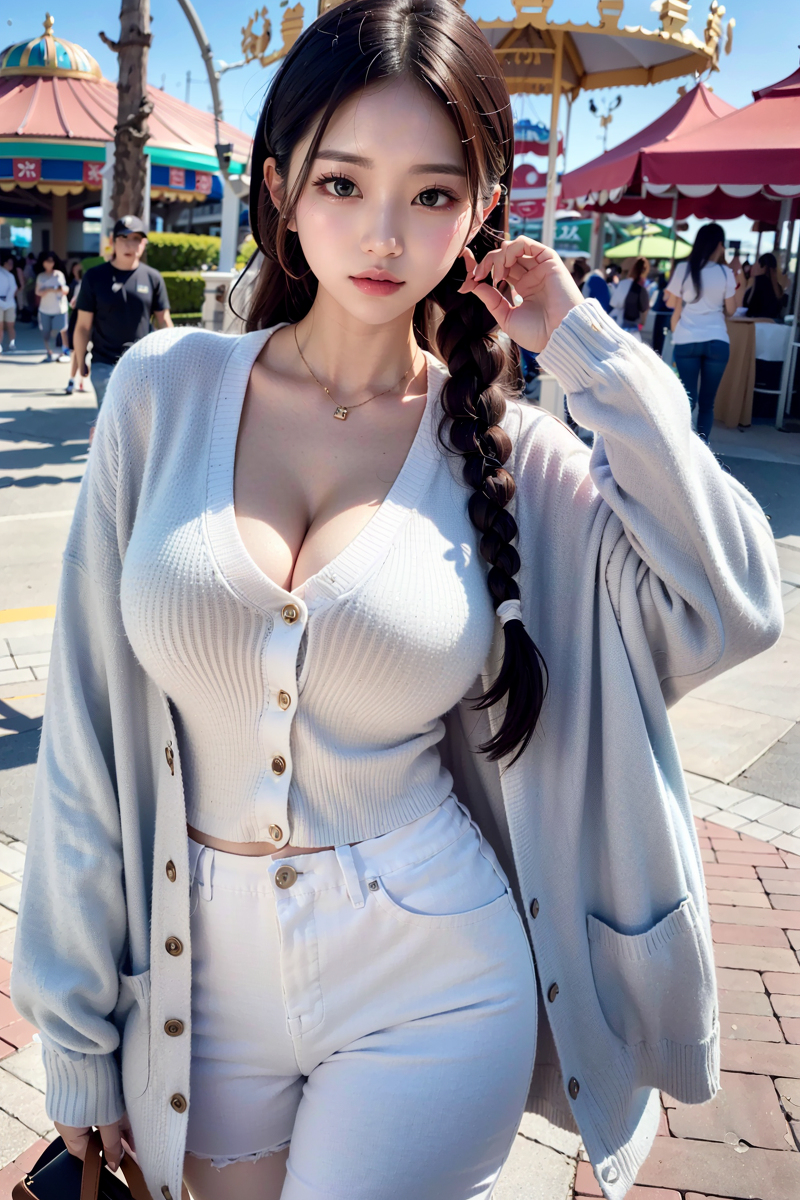 AI生成美女~與爆乳韓國女友逛主題樂園Themepark with korean girlfriend