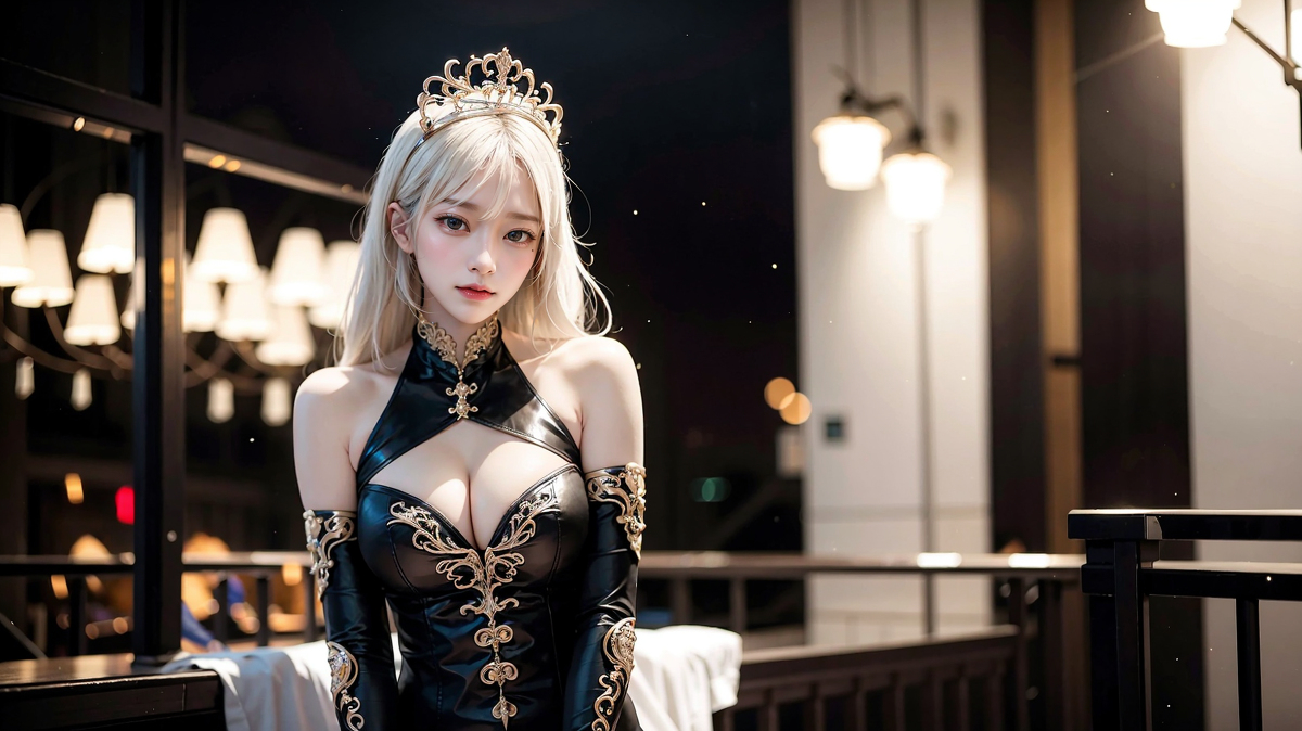 AI生成美女~城堡裡的金髮公主Blonde princess at castle