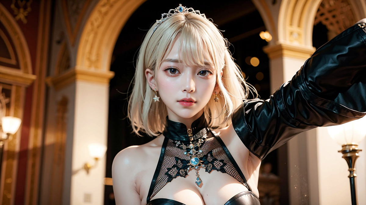 AI生成美女~城堡裡的金髮公主Blonde princess at castle