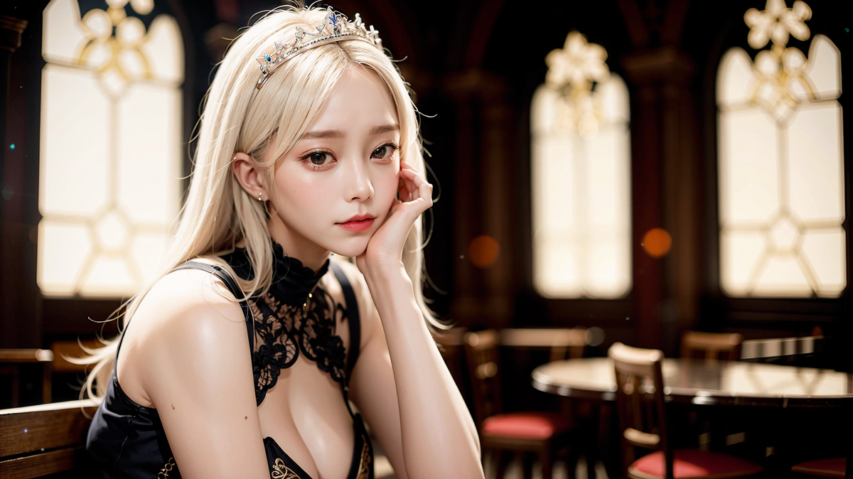 AI生成美女~城堡裡的金髮公主Blonde princess at castle