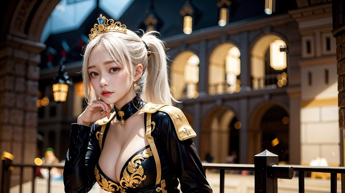 AI生成美女~城堡裡的金髮公主Blonde princess at castle