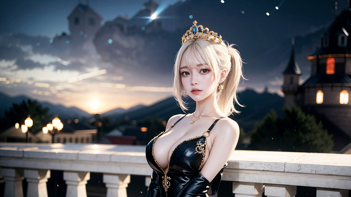 AI生成美女~城堡裡的金髮公主Blonde princess at castle