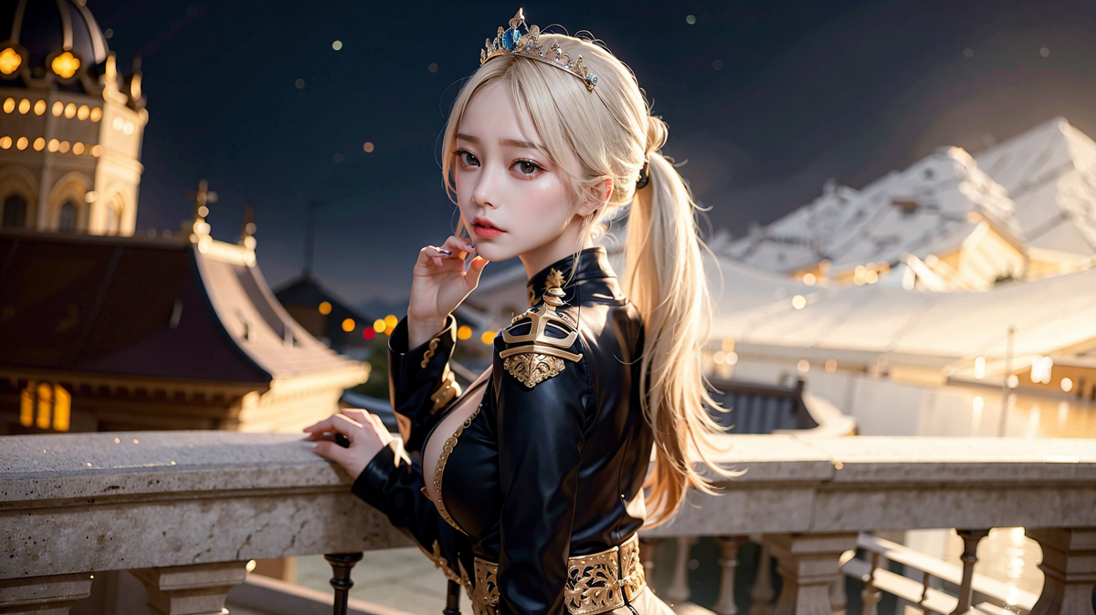 AI生成美女~城堡裡的金髮公主Blonde princess at castle