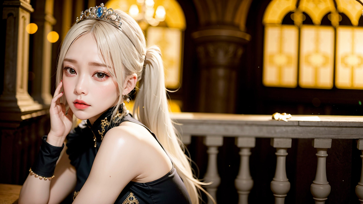 AI生成美女~城堡裡的金髮公主Blonde princess at castle