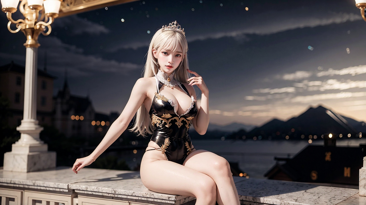 AI生成美女~城堡裡的金髮公主Blonde princess at castle