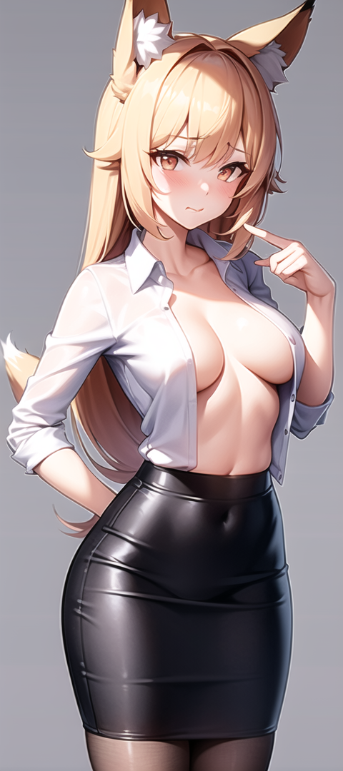 原創二次元AI寫真 狐娘 OL 羞羞臉