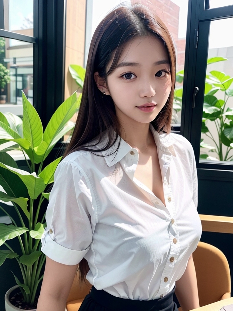 AI生成美女~Cafe, a day off