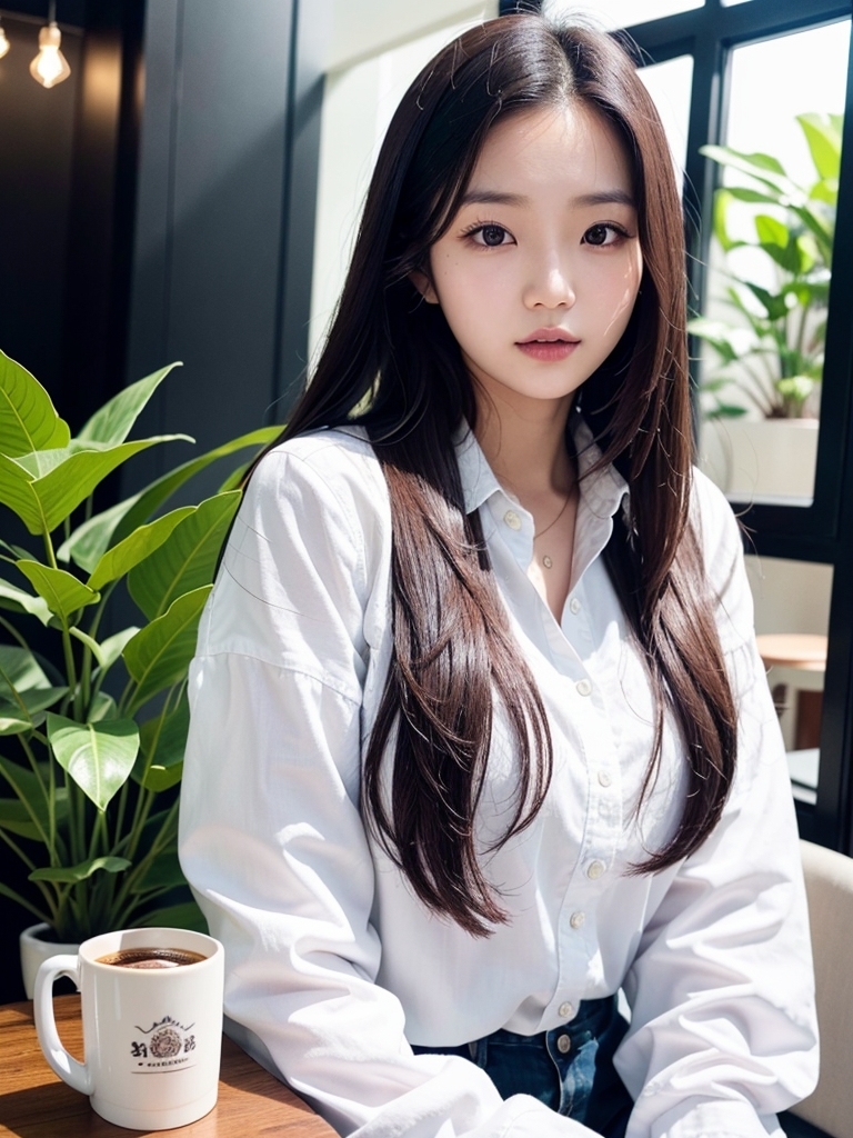 AI生成美女~Cafe, a day off