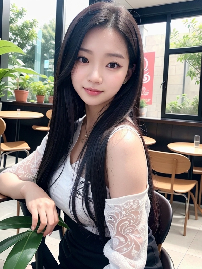 AI生成美女~Cafe, a day off