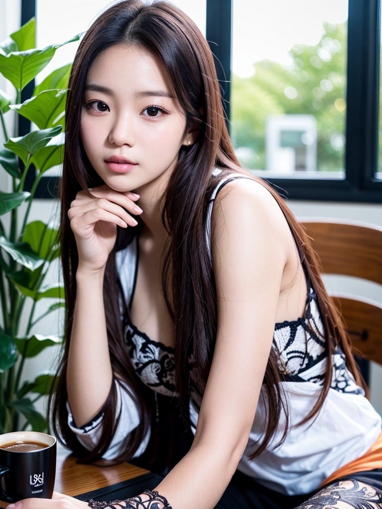 AI生成美女~Cafe, a day off