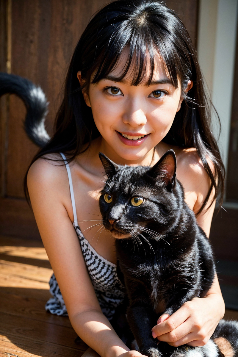 AI生成美女~Girl with Cat