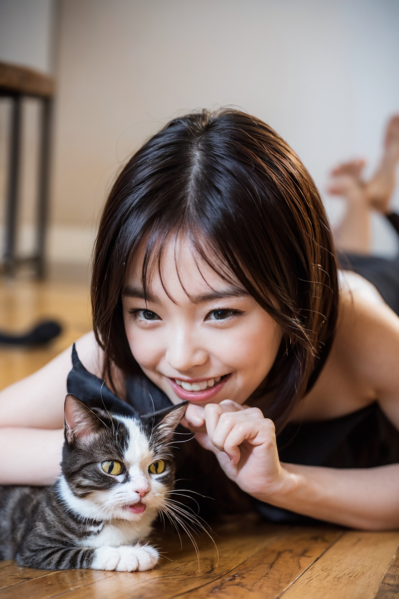 AI生成美女~Girl with Cat