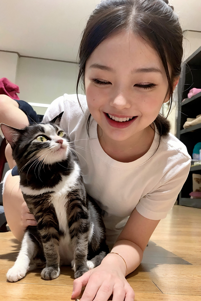 AI生成美女~Girl with Cat