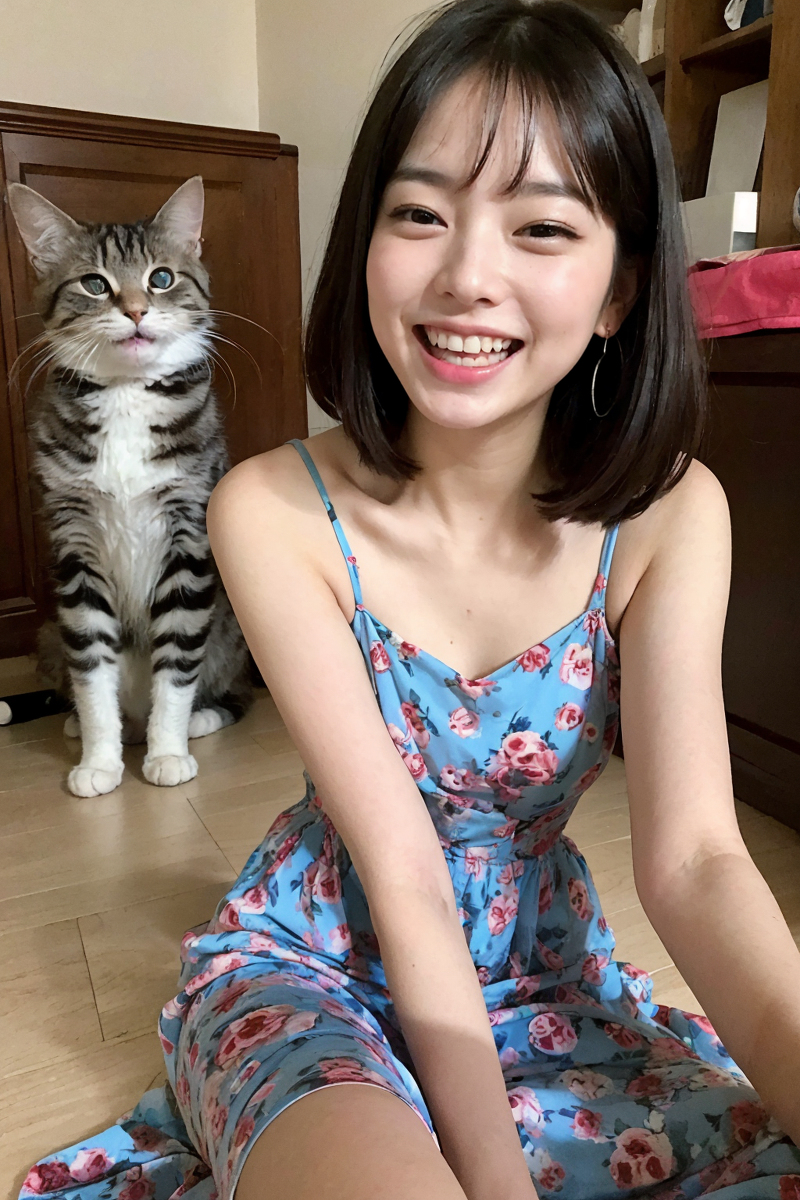 AI生成美女~Girl with Cat