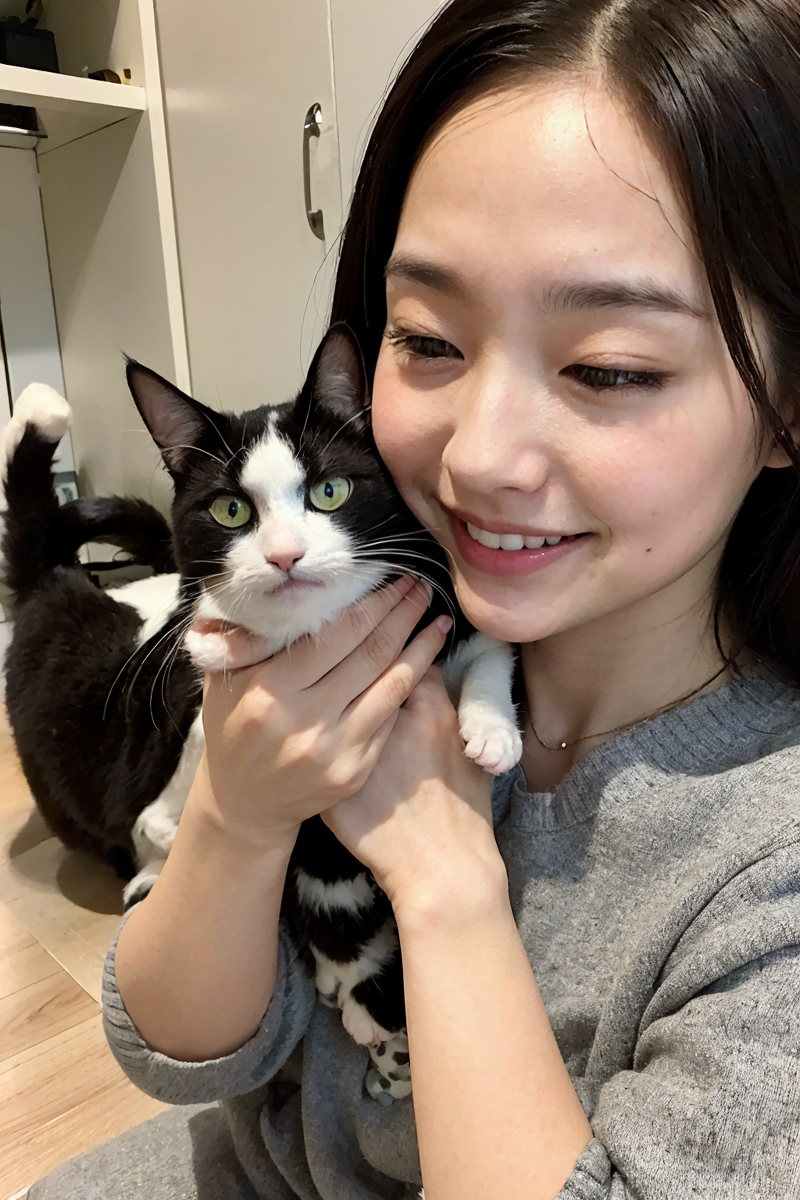 AI生成美女~Girl with Cat