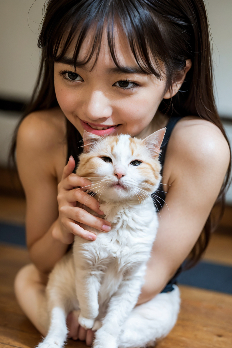 AI生成美女~Girl with Cat