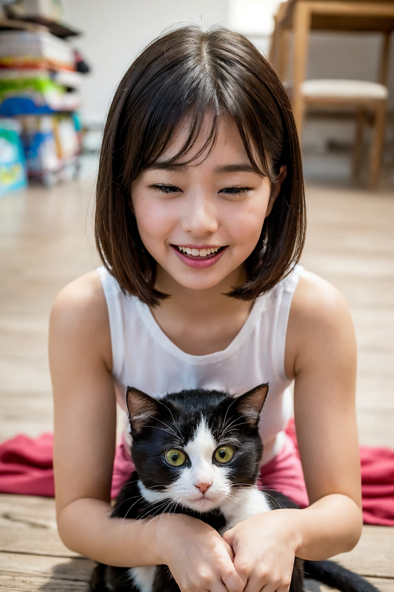 AI生成美女~Girl with Cat