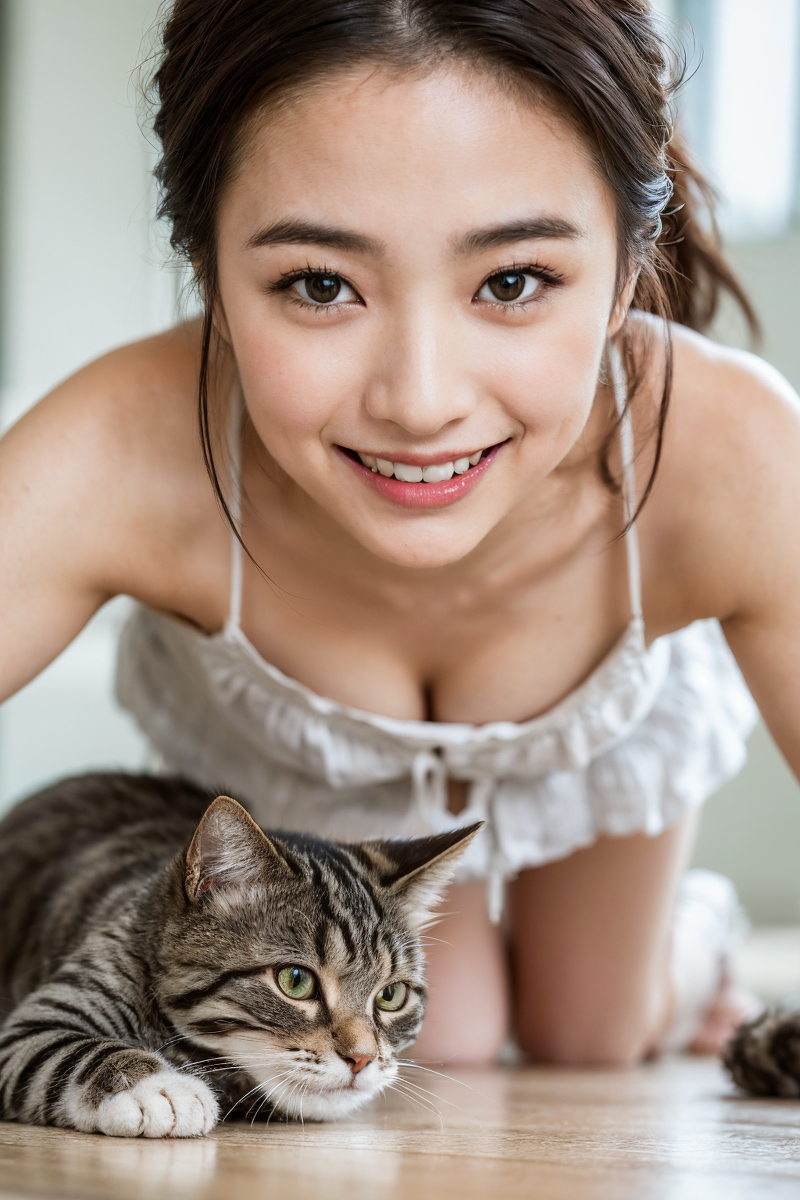 AI生成美女~Girl with Cat