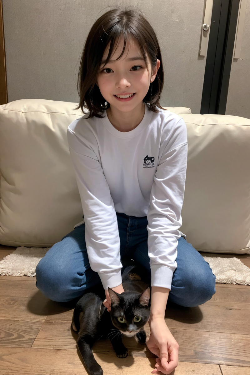 AI生成美女~Girl with Cat
