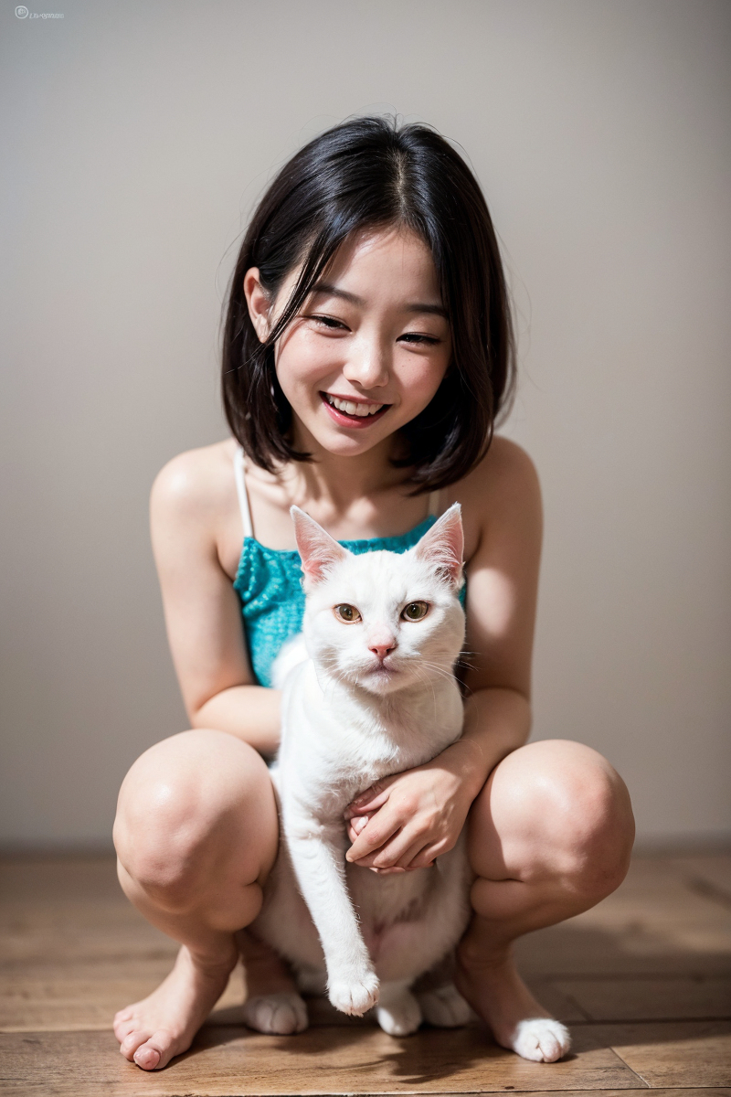 AI生成美女~Girl with Cat